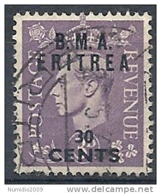 1948-49 OCC. INGLESE ERITREA BMA USATO 30 C - RR9020-4 - Eritrée