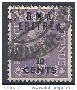 1948-49 OCC. INGLESE ERITREA BMA USATO 30 C - RR9020-6 - Eritrea