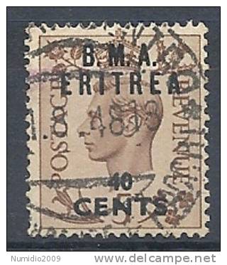 1948-49 OCC. INGLESE ERITREA BMA USATO 40 C - RR9020-2 - Eritrée