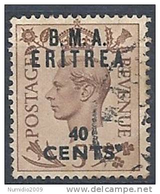 1948-49 OCC. INGLESE ERITREA BMA USATO 40 C - RR9020-5 - Eritrea