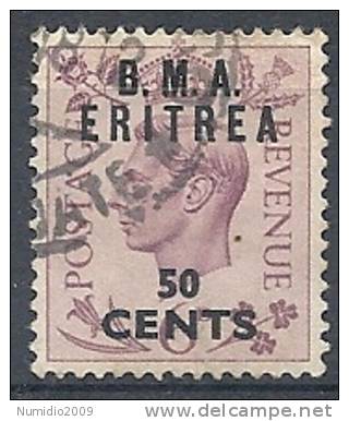 1948-49 OCC. INGLESE ERITREA BMA USATO 50 C - RR9021-2 - Eritrée