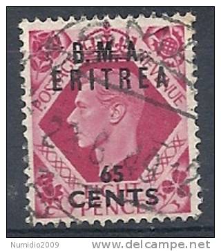 1948-49 OCC. INGLESE ERITREA BMA USATO 65 C - RR9022 - Eritrée