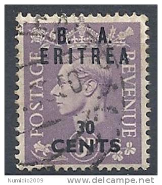 1950 OCC. INGLESE ERITREA BA USATO 30 C - RR9024-5 - Eritrée