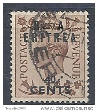 1950 OCC. INGLESE ERITREA BA USATO 40 C - RR9024-4 - Eritrée