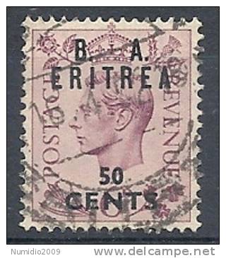 1950 OCC. INGLESE ERITREA BA USATO 50 C - RR9025-4 - Eritrée