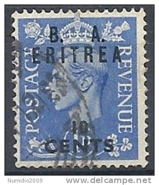 1951 OCC. INGLESE ERITREA BA USATO 10 CENT - RR9028-3 - Eritrea