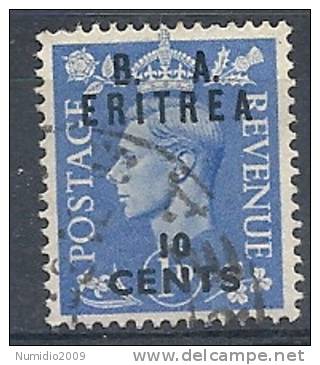 1951 OCC. INGLESE ERITREA BA USATO 10 CENT - RR9028-8 - Eritrée