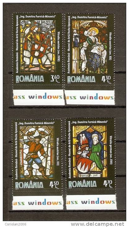 Romania 2011 / Stained Glass Windows / 4 Val. - Vidrios Y Vitrales
