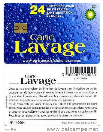 @+ Carte De Lavage BP - 24 UNITES - Brins Puce Fond Rouge - N° Série Verso Noirs. - Lavage Auto