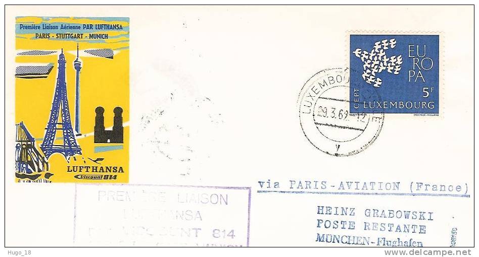 FFC  Paris-Stuttgart-Munich   Lufthansa    01/04/1962 - FDC