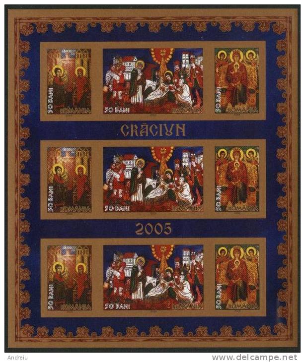 2005 Romania, Roumanie, Rumania - Christmas Noel Navidad Natale 3 Sets Imperforated MINISHEET VERY RARE Religion, MNH - Cuadernillos