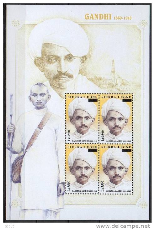 SIERRA LEONE - 2008 - MAHTMA GHANDI - BF SOVRASTAMPATO YT 4245 - // MNH - Mahatma Gandhi