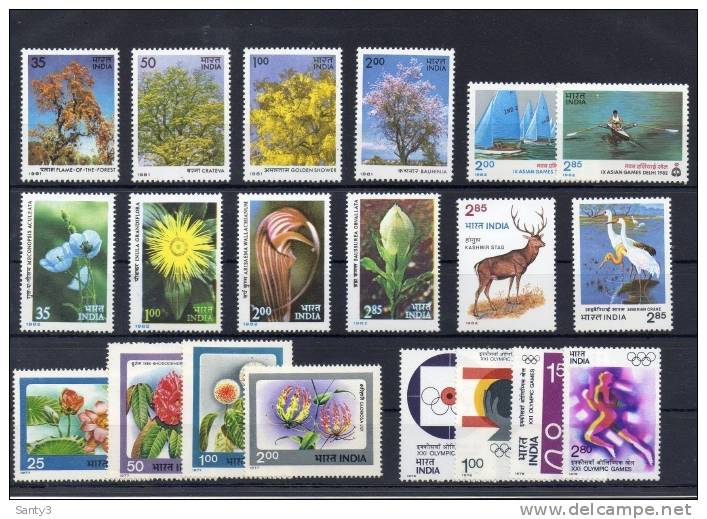 India, Small Collection, Years 1976-2000, All Mint (MNH)  See Scan. - Verzamelingen & Reeksen