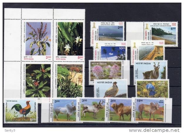 India, Small Collection, Years 1976-2000, All Mint (MNH)  See Scan. - Collections, Lots & Séries