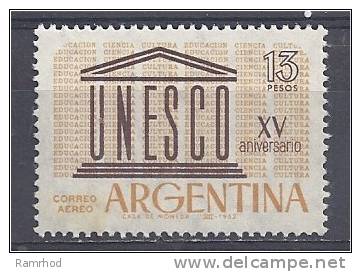 ARGENTINA 1962 Air. 15th Anniv Of UNESCO - 13p UNESCO Emblem  MNH SOME RUST - Poste Aérienne