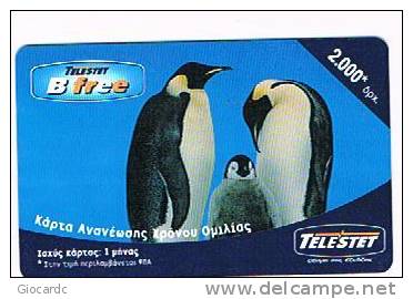 GRECIA (GREECE) - TELESTET (GSM RECHARGE) - PENGUINS  2000 DR. (DIFFERENT FRONT)   - USED - RIF. 6241 - Pinguïns & Vetganzen