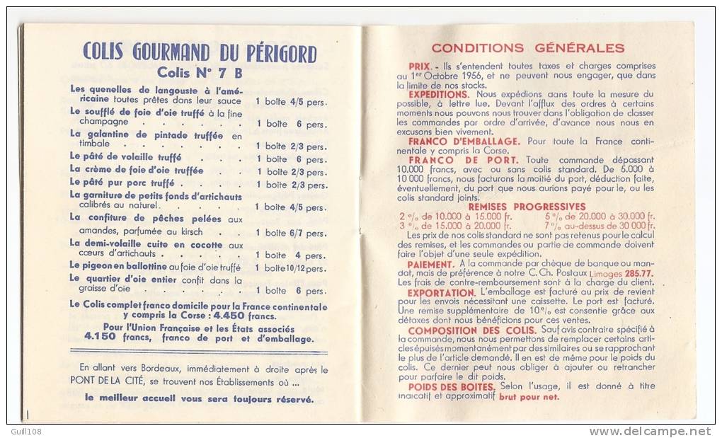 Catalogue Conserves Yaune Périgueux Dordogne Périgord 1957 Foie Gras Foies Truffe Oie Spécialité Imp. Ronteix A10-21 - Publicidad