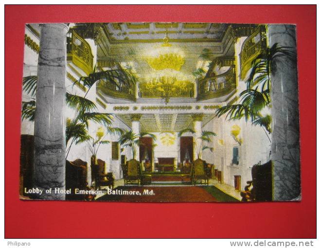 Maryland > Baltimore -- Lobby Of Hotel Emerson  1914 Cancel  ---   ===  --- Ref 259 - Baltimore