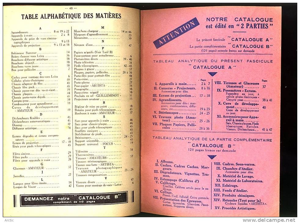 ARTISTA Ensemble De 2 Fascicules Fabrications Et Fournitures Générales Pour La Photograpie Rue Echaudé PARIS VI - Photographs