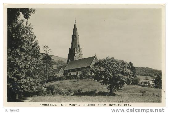 CUMBRIA - AMBLESIDE - ST MARY´S CHURCH FROM ROTHAY PARK RP  Cu214 - Ambleside