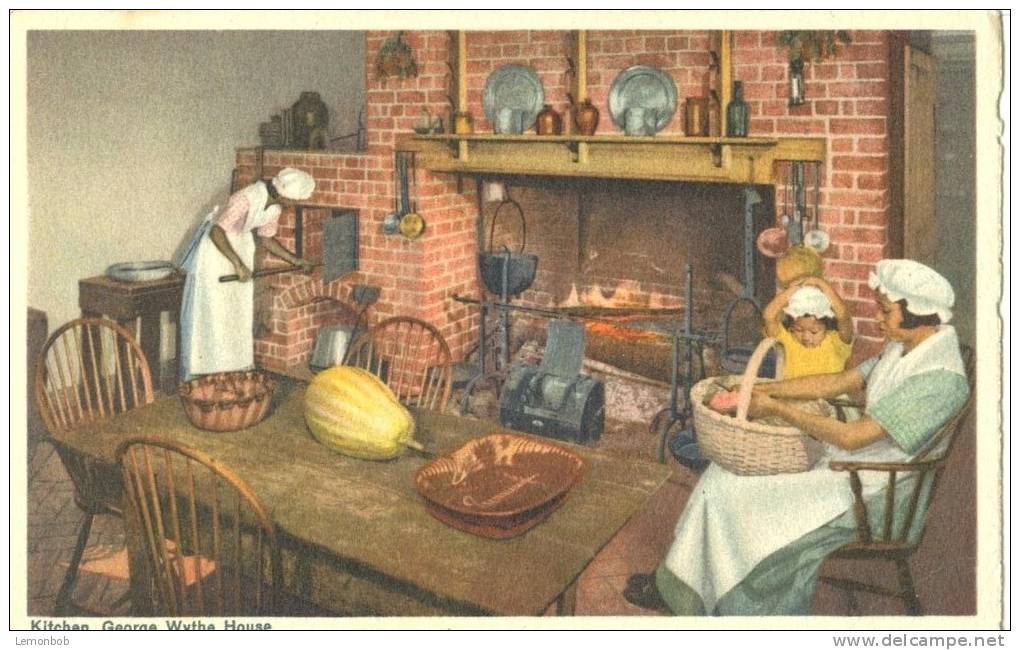 USA – United States – Kitchen, George Wythe House, Williamsburg, Virginia, 1920s-1930s Unused Postcard [P5772] - Other & Unclassified