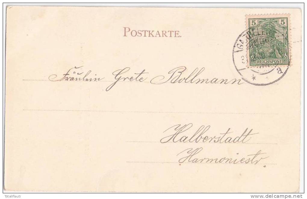Gruss Aus Gardelegen Anhalt Rathaus Mit Kaiser Wilhelm Denkmal 31.12.1900 Gelaufen Belebt - Gardelegen