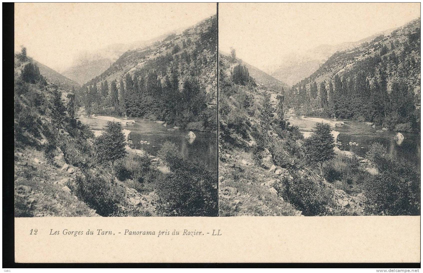 Les Gorges Du Tarn --- Panorama Pris Du Rozier - Cartes Stéréoscopiques