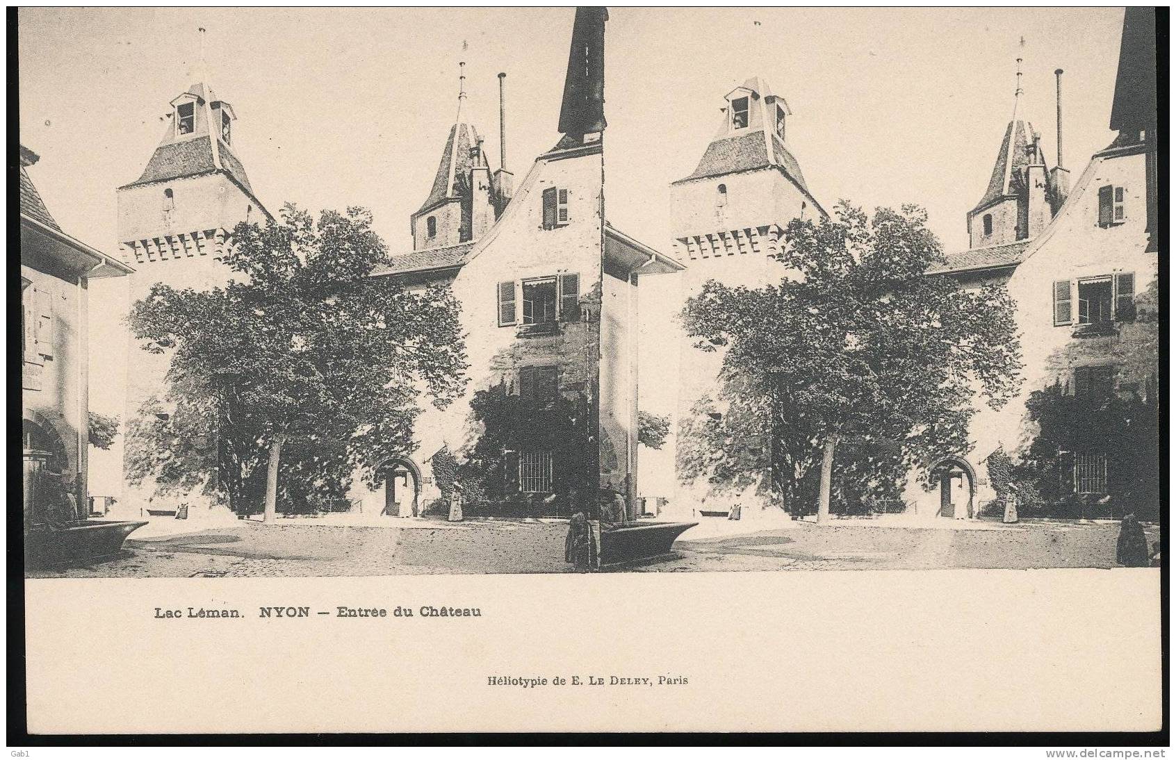 Suisse --- Lac Leman --- Nyon --- Entree Du Chateau - Stereoscope Cards