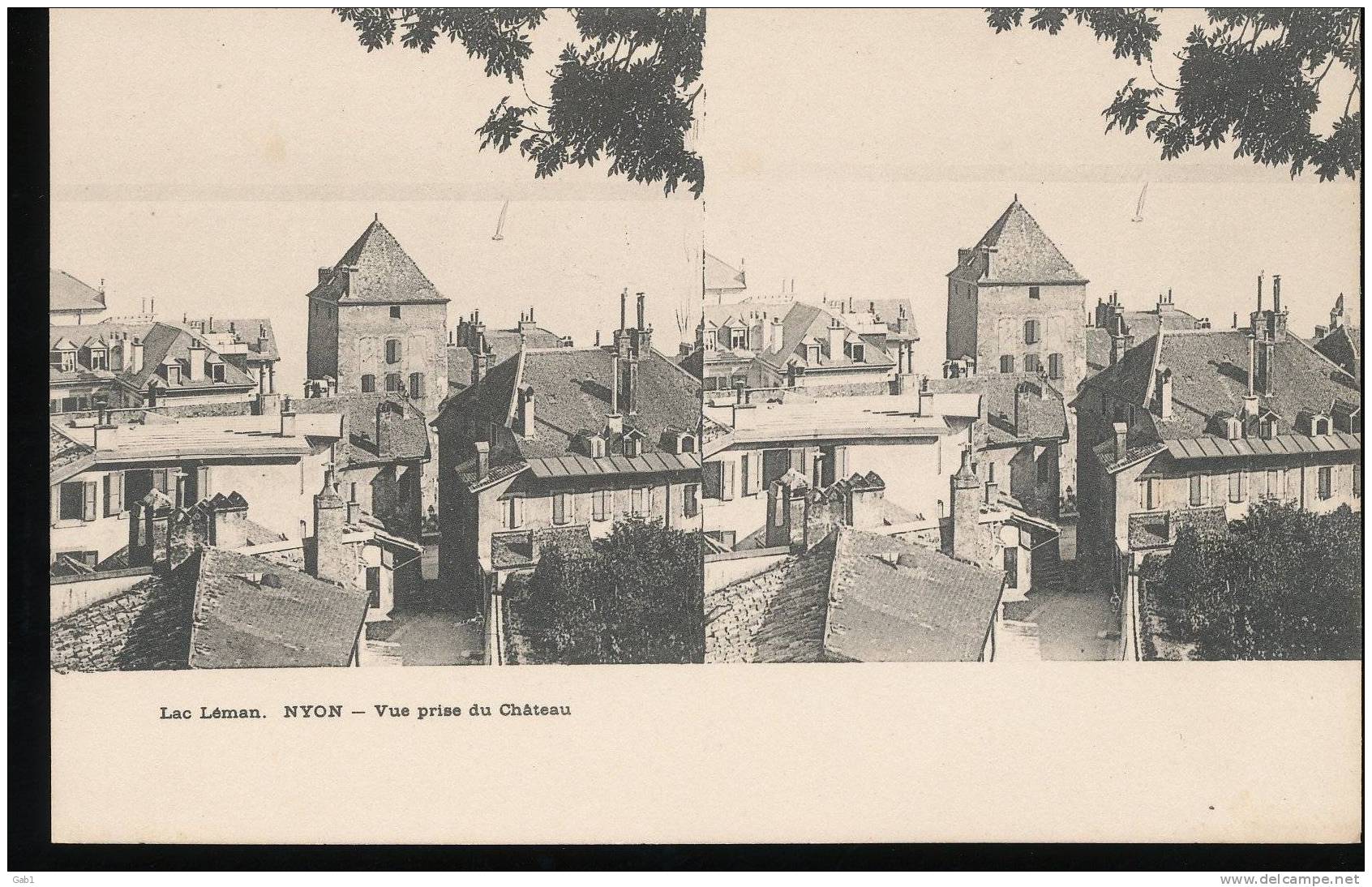 Suisse --- Lac Leman --- Nyon --- Vue Prise  Du Chateau - Stereoscope Cards