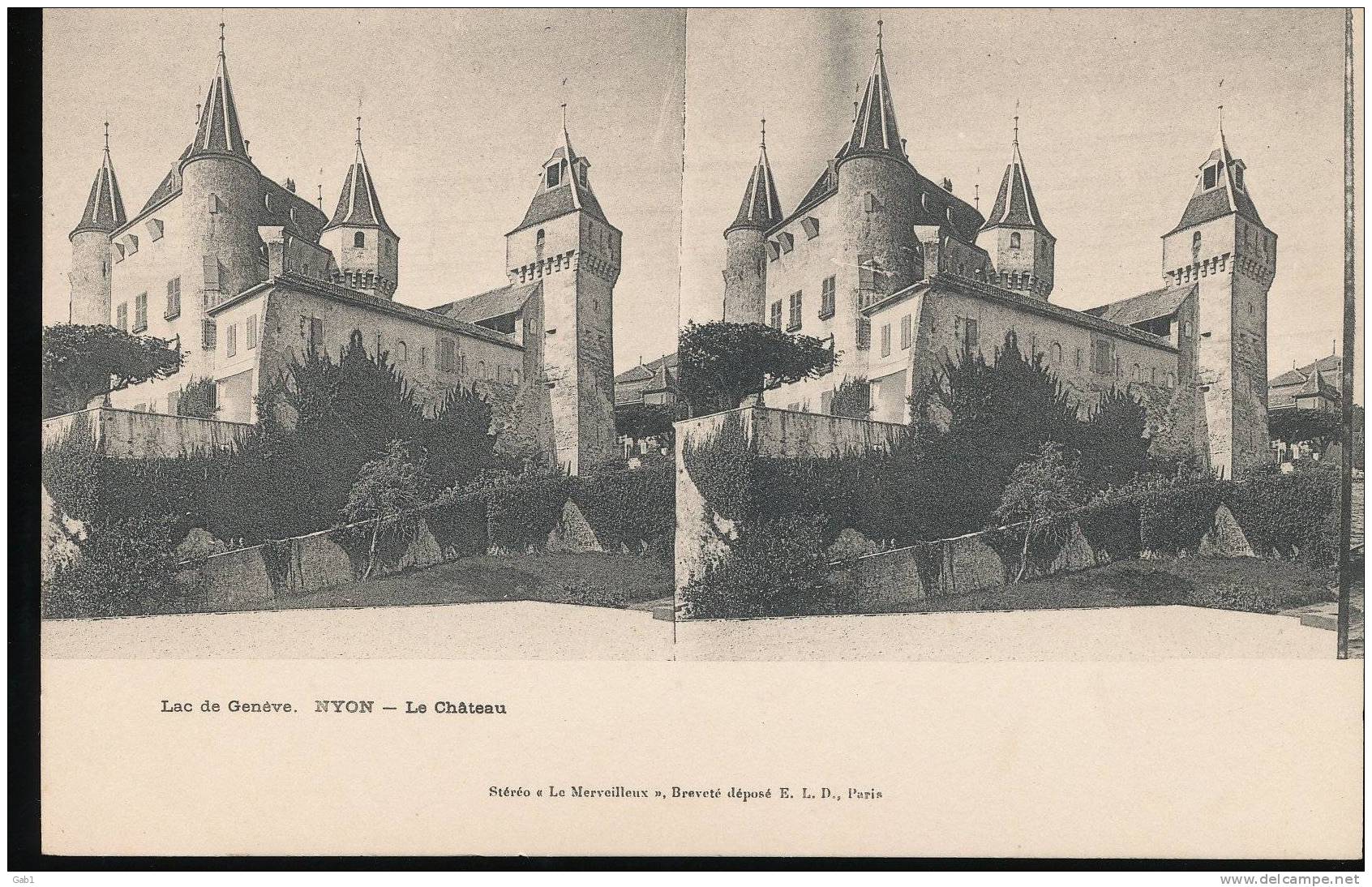 Suisse --- Lac De Geneve ---  Nyon --- Le  Chateau - Cartes Stéréoscopiques