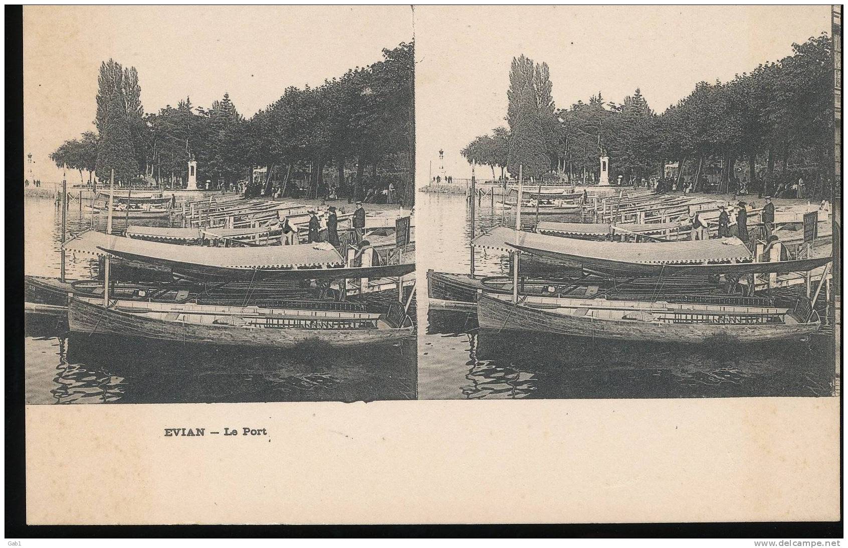 74 ---  Evian --- Le Port - Stereoscope Cards