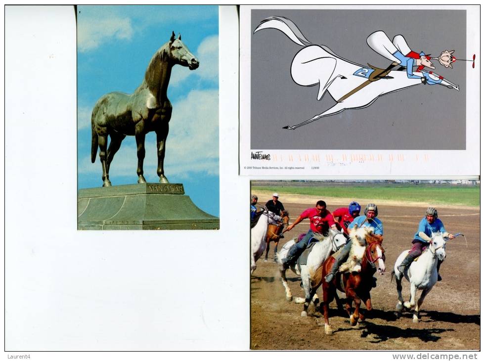 (868) - Hippisme - Horse Racing - Kyrgystan - Man-o-war Racing Horse + 1 Cartoon - Hippisme