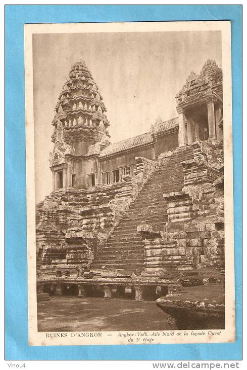 CPA - Ruines D'Angkor- Aile Nord De La Façade Ouest Du 3ème étage . Cambodge - Cambodia