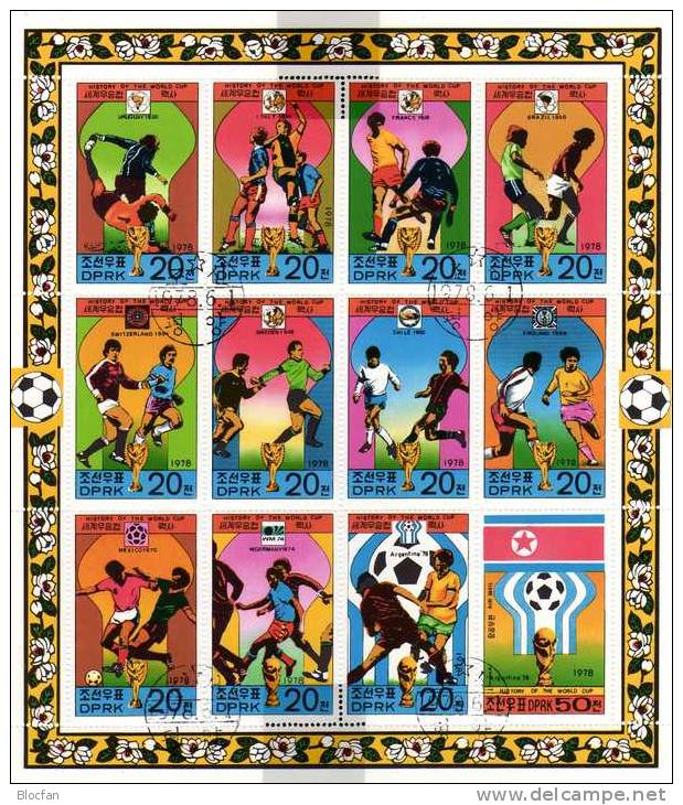 Fussball-Endspiele 1978 Korea 1733/45 12-KB O 15€ Chile Brasil Uruguay Italy France Suize Germany Soccer Sheet Of Corea - Corée (...-1945)