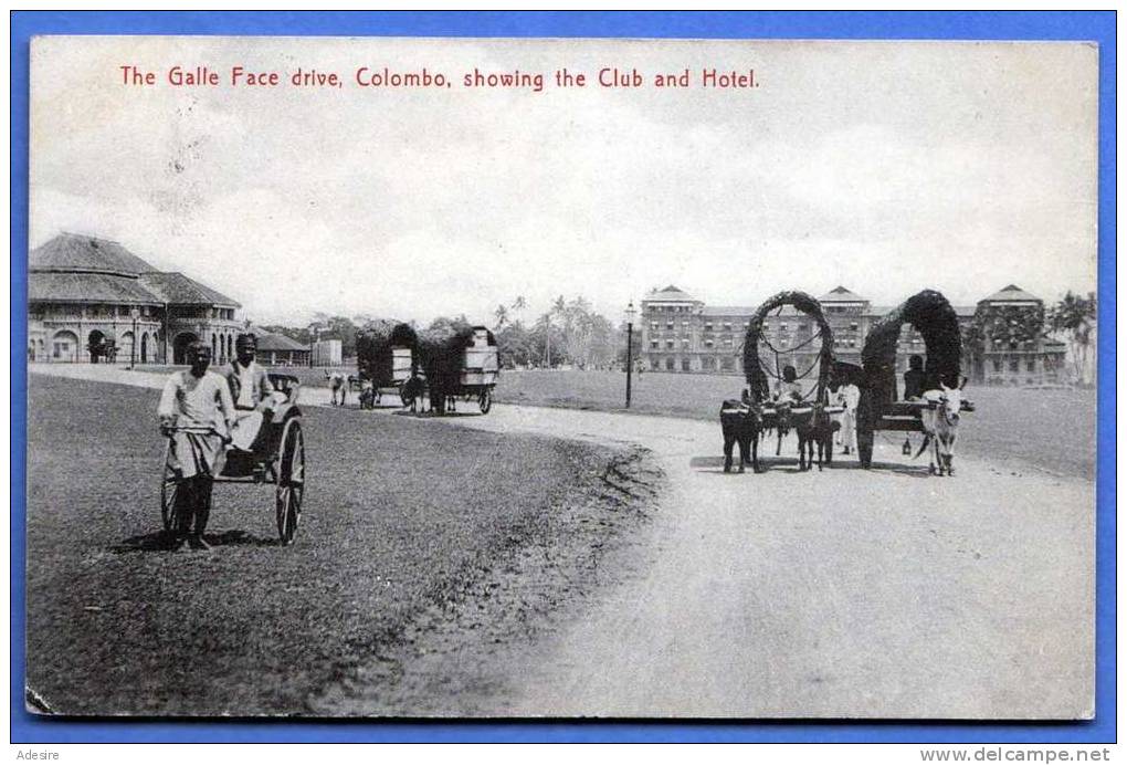 COLOMBO, The Galle Face Drive, Showing The Club And Hotel, Gelaufen Um 1910 - Sri Lanka (Ceylon)