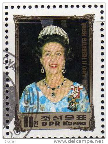 Königin Elisabeth II. London 1984 Korea Block 193 O 15€ Kutsche Porträt The First Lady Of UK Bloc Horse Sheet Of Corea - Corée Du Nord