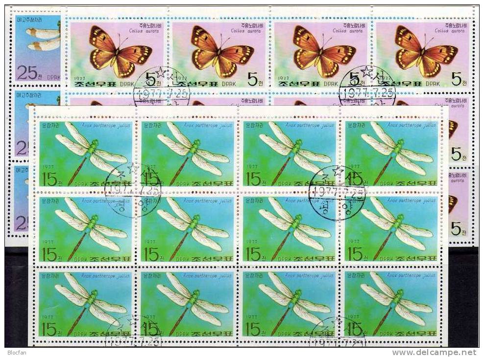 Schmetterling 1977 Korea 1653/8 Als 12-KB O 132€ Naturschutz WWF Libellen Papillon Butterfly Sheetlet From Corea - Corée Du Nord