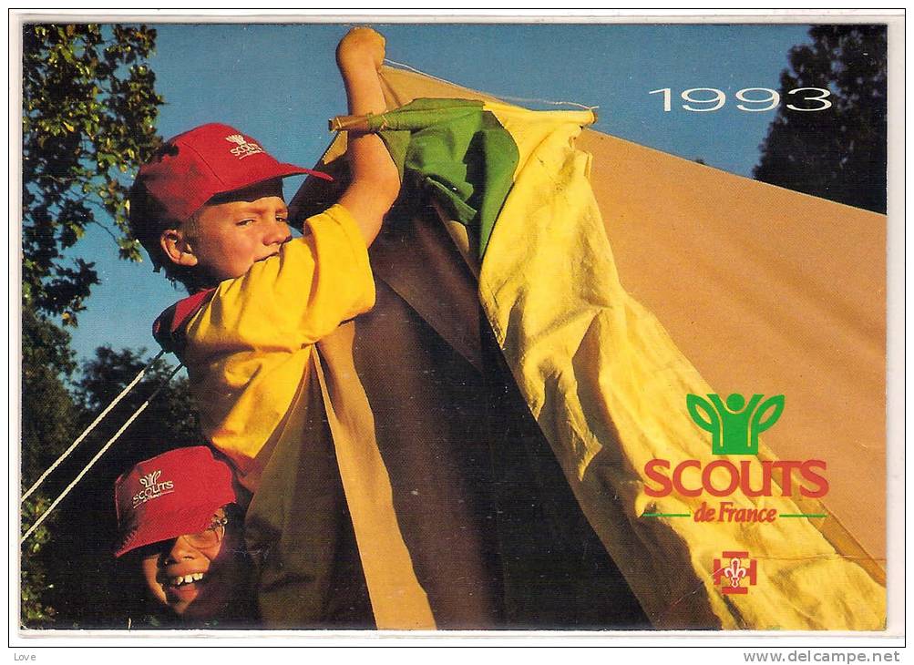 CentreNational Des Scouts à Paris: Les Louveteaux Montent La Tente. Cp. écrite En 1992 Pa RBertrand CHANZY Commisaire - Scouting