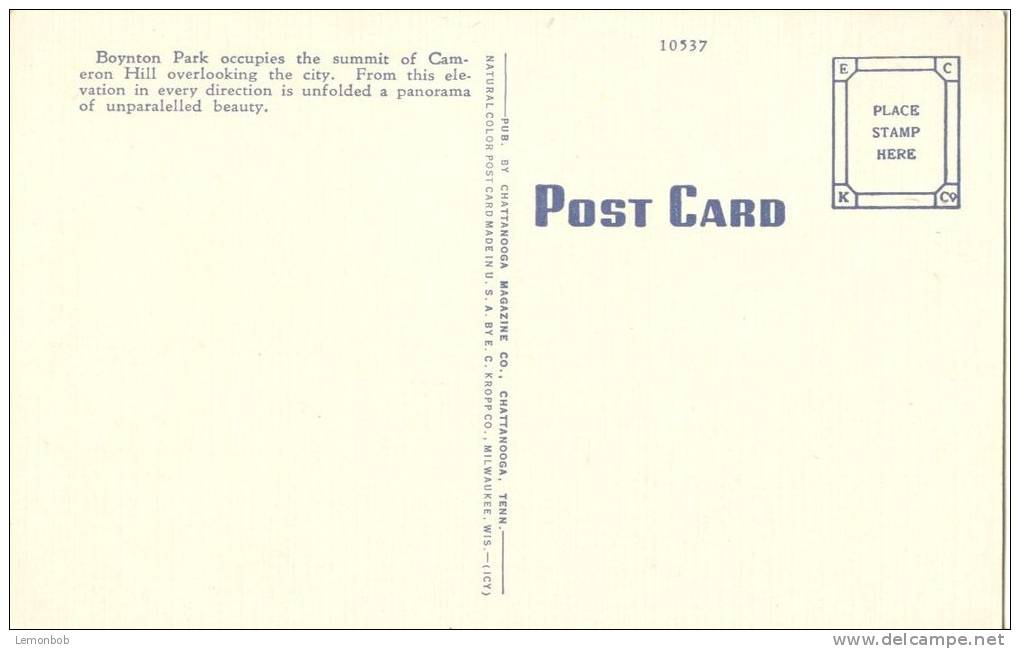 USA – United States – Boynton Park, Cameron Hill, Chattanooga, Tennessee, Unused Linen Postcard [P5830] - Chattanooga