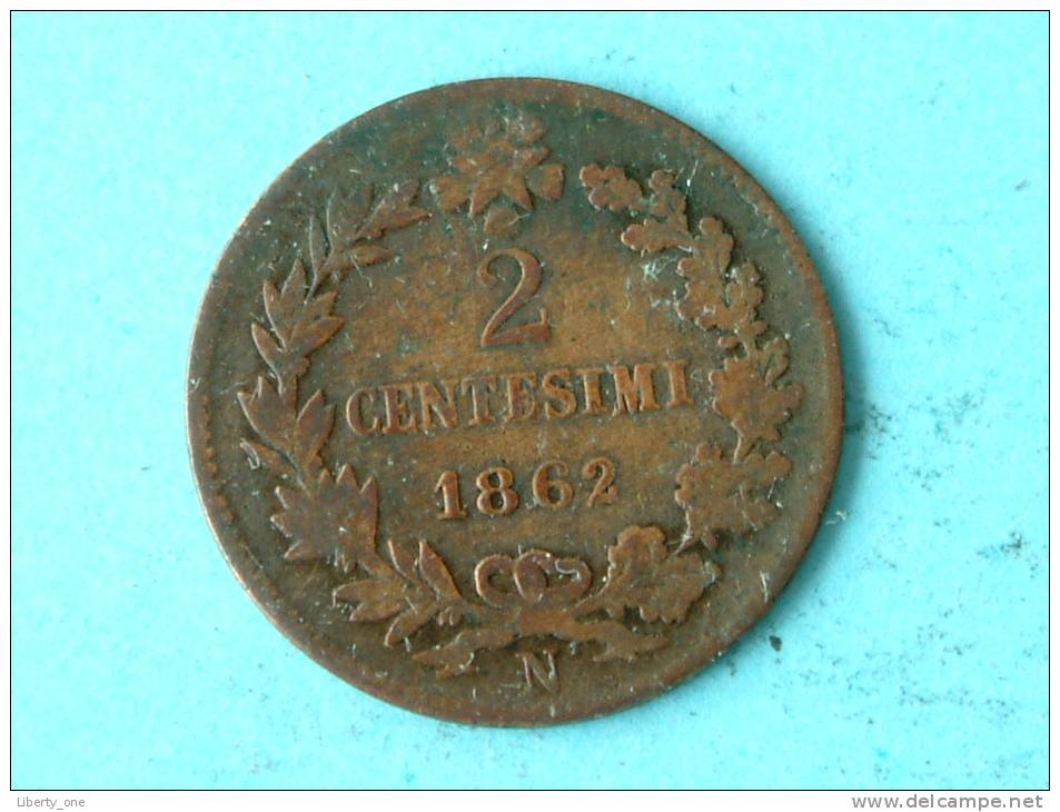 1862 N - 2 CENTESIMI / KM 2.2 ( For Grade, Please See Photo ) !! - 1861-1878 : Victor Emmanuel II