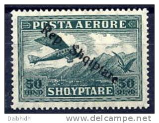 ALBANIA 1927 Airmail 50q. Overprinted "Rep. Shqiptare" With Variety Upright ´R´.  LHM / * - Albanien