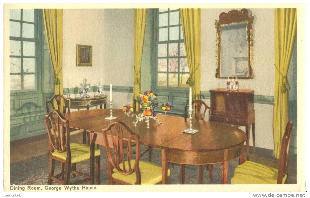 USA – United States – Dining Room, George Wythe House, Williamsburg, Virginia, Early 1900s Unused Postcard [P5847] - Other & Unclassified