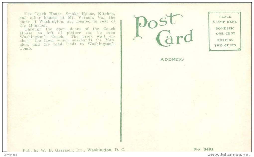 USA – United States – The Coach House, Smoke House, Mt. Vernon, VA, Early 1900s Unused Postcard [P5850] - Altri & Non Classificati