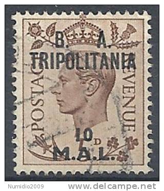 1950 OCC. INGLESE TRIPOLITANIA BA USATO 10 M - RR9048 - Tripolitania