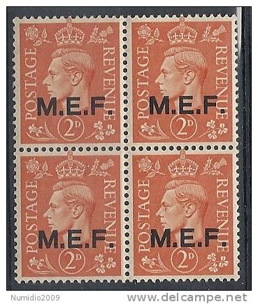 1943-47 OCC. INGLESE MEF 2 P QUARTINA MNH ** - RR9053 - Occ. Britanique MEF