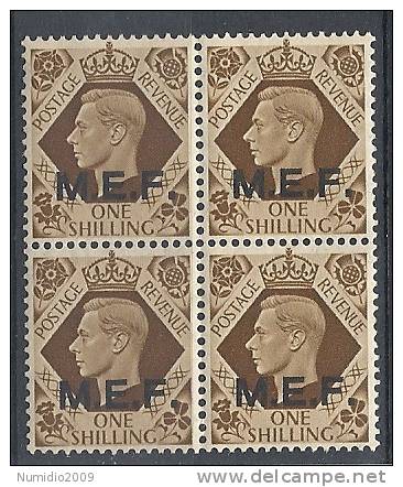 1943-47 OCC. INGLESE MEF 1 S QUARTINA MNH ** - RR9053 - Occ. Britanique MEF