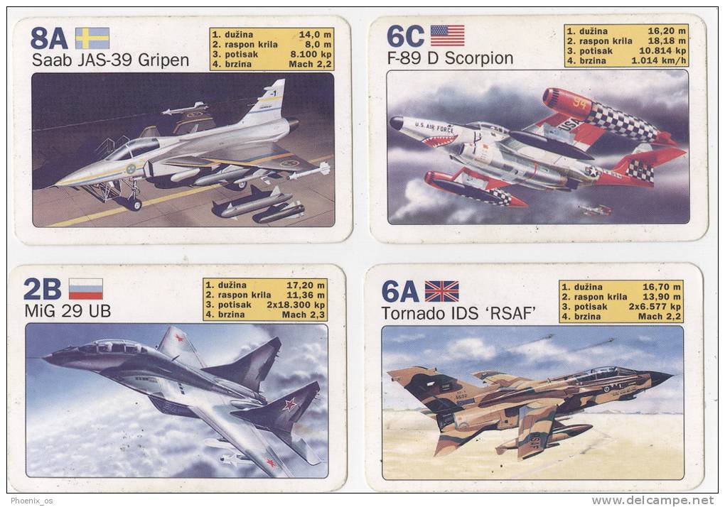 AIR FORCE - Planes, Playing Cards, Complet 35 Cards - Other & Unclassified