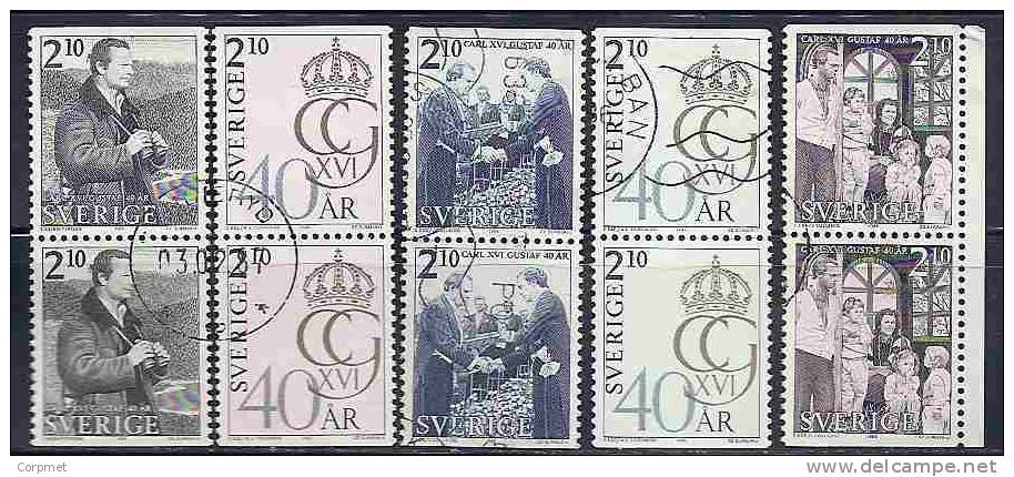 SWEDEN - CARL XVI  GUSTAF 40 AR - Yvert # 1372a-1376a - Complete Set In Se-tenant Pairs  - VF USED - Blocks & Sheetlets