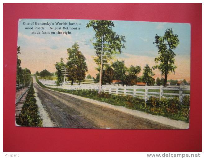 One Of Kentucky's World Famous Oiled Road,August Belmonts Stock Farm On Right   1913 Cancel ---    === Ref 263 - Autres & Non Classés