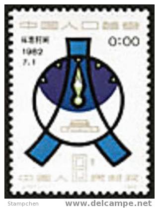 PR China 1982 J78 Population Census Stamp Clock Ticker - Orologeria